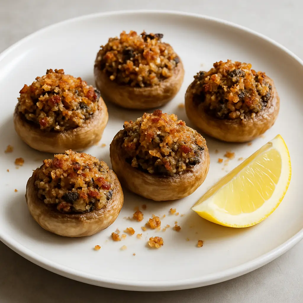 stuffed mushrooms plated