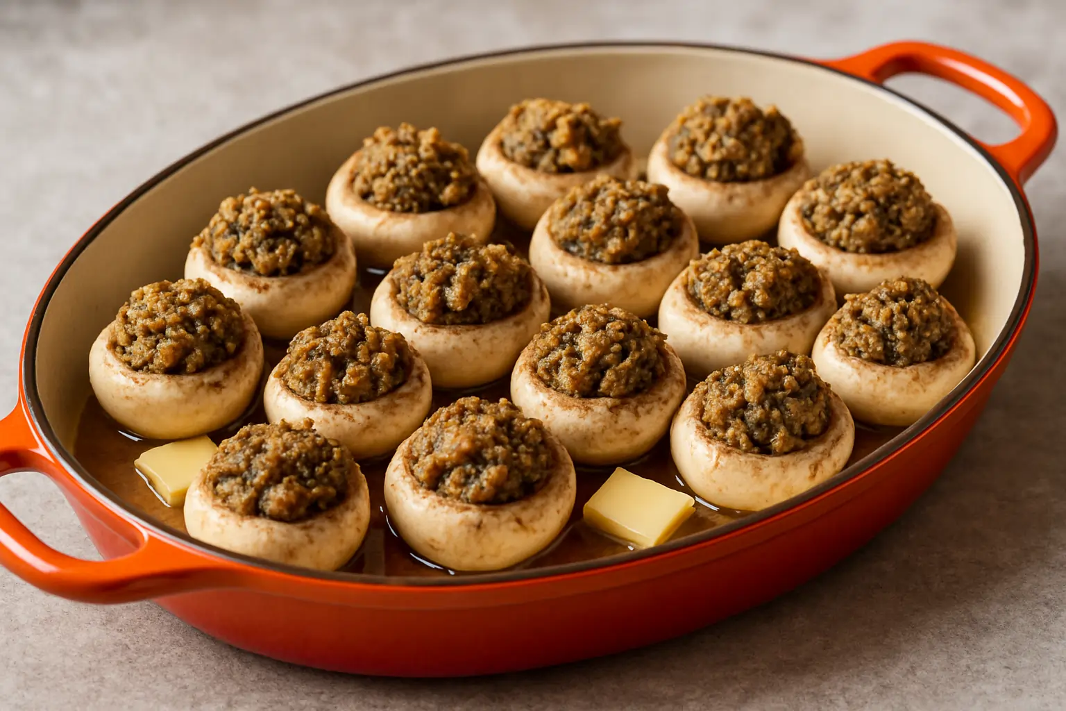 stuffed mushrooms prepped